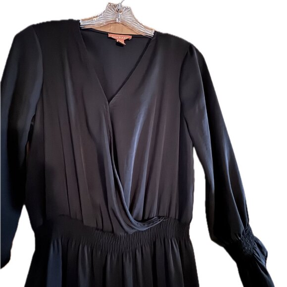 Gigi Parker Washed Satin Maxi Peasant Dress Black Size S - Picture 5 of 9